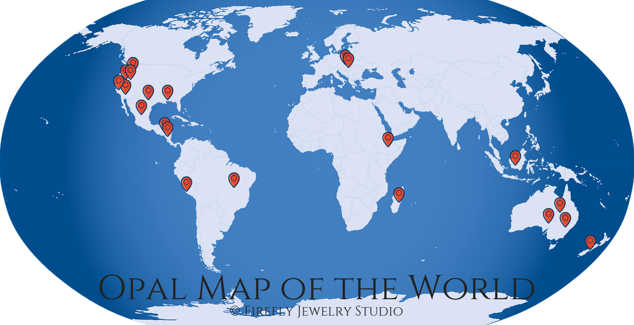 Opal Map of the World by Firefly Jewelry Studio