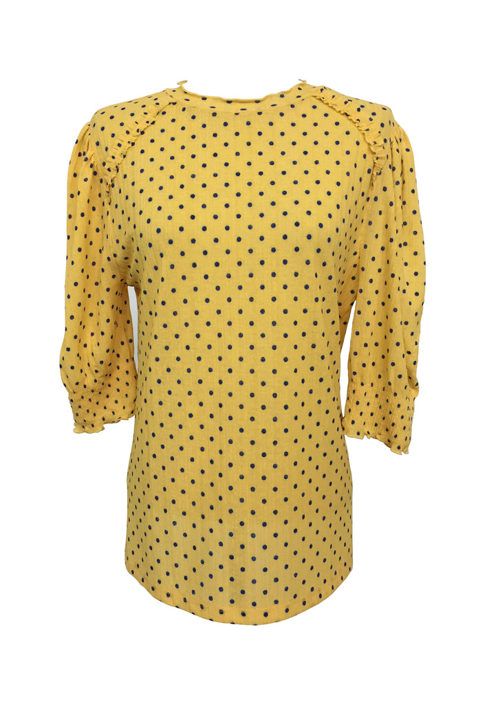 ZARA Yellow Polka Dot Blouse – REDTTAG 