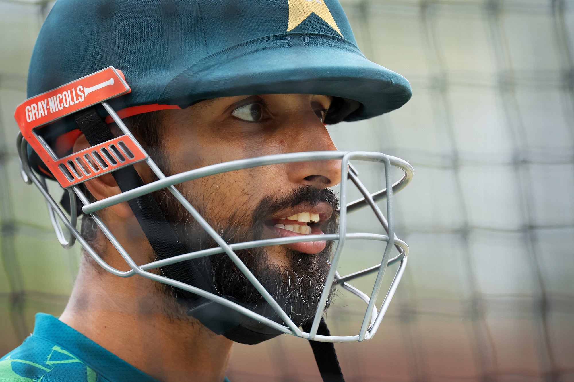 Shan Masood looks on from the nets