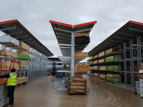 Cantilever racking with canopy