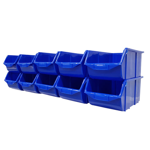 stacking storage parts bins blue