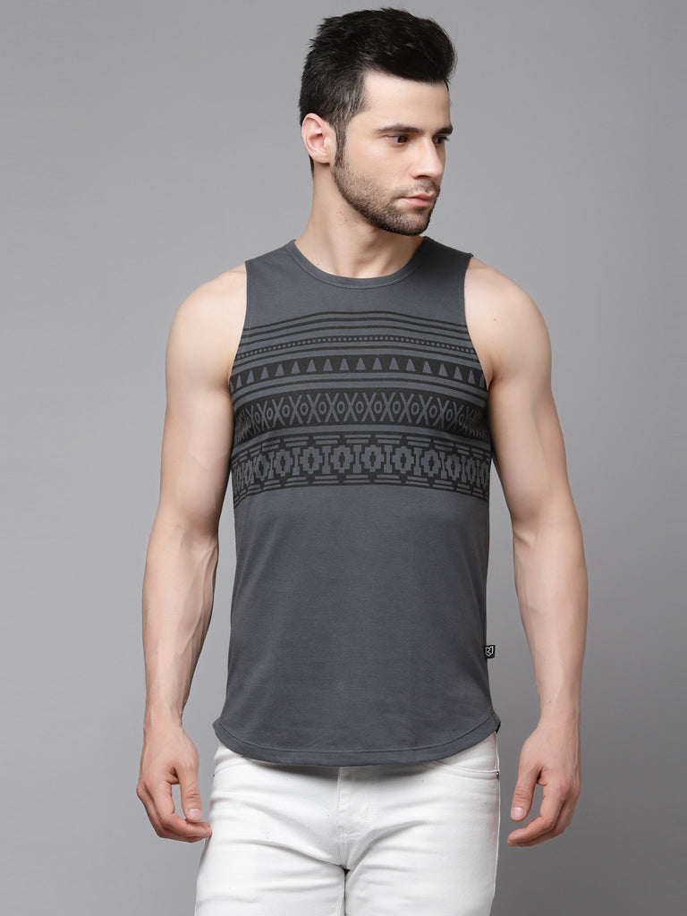 Men's Airism Cotton Sleeveless T-Shirt with Quick-Drying, Gray, XL