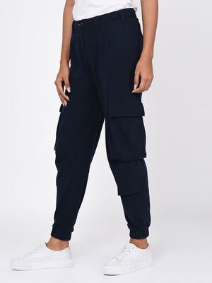 navy blue cargo joggers womens