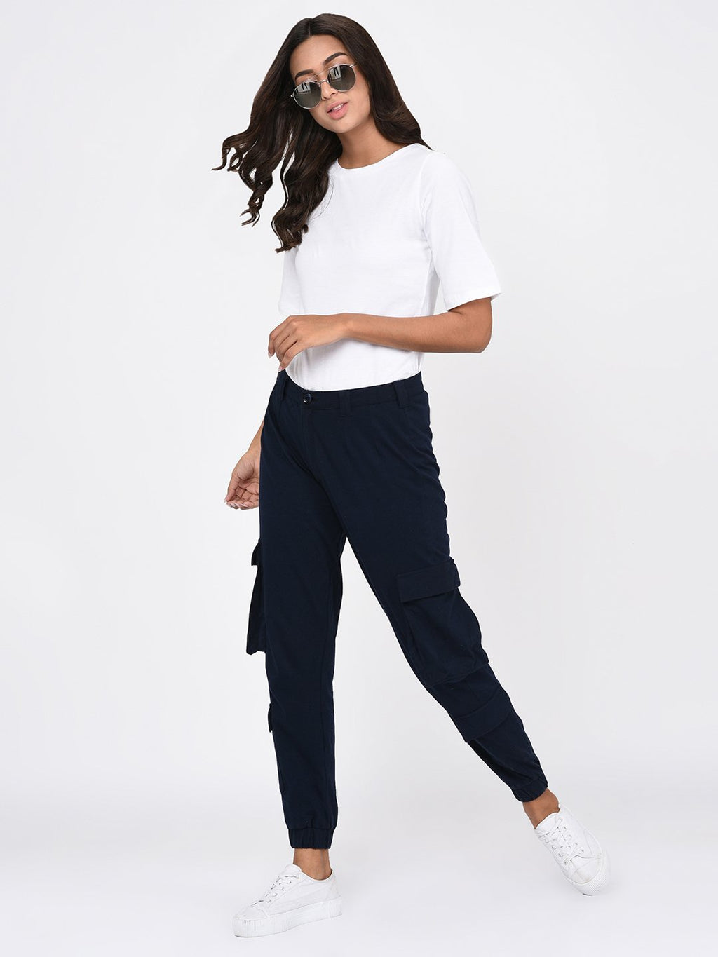 navy blue cargo joggers womens