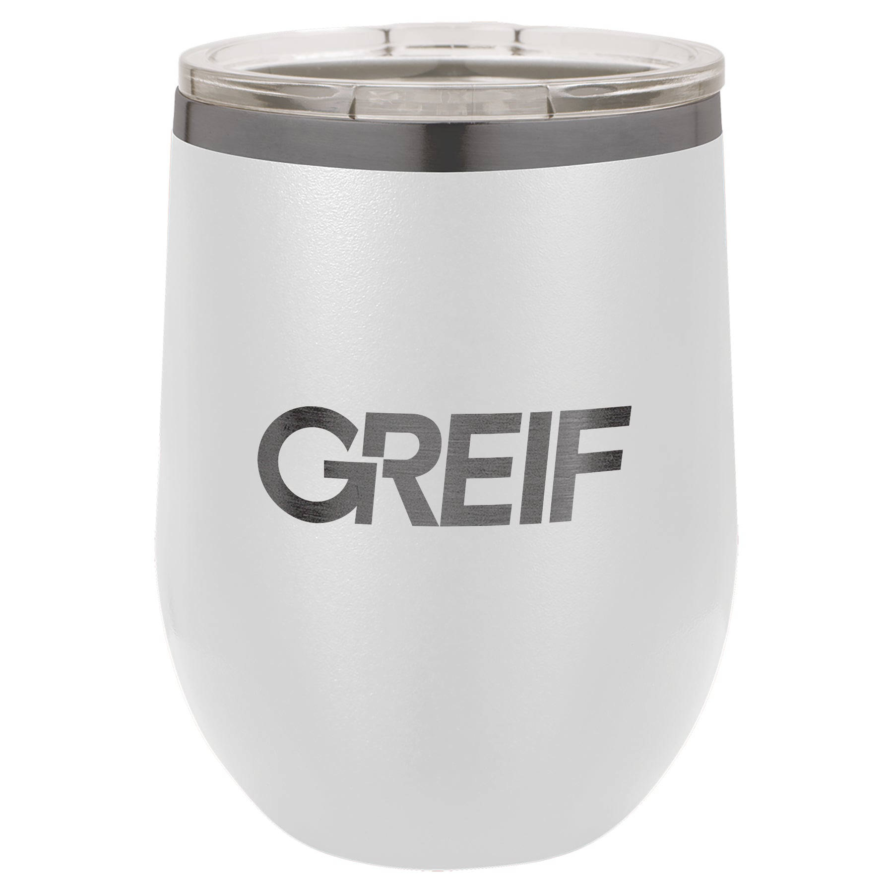 GREIF 12oz Ghost Black ION-Plated Stemless Wine Tumbler with Lid
