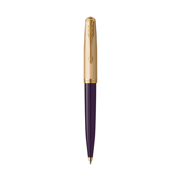 Parker 51 Ballpoint Pen, Deluxe Plum Barrel with Gold Trim, Plum/Gold