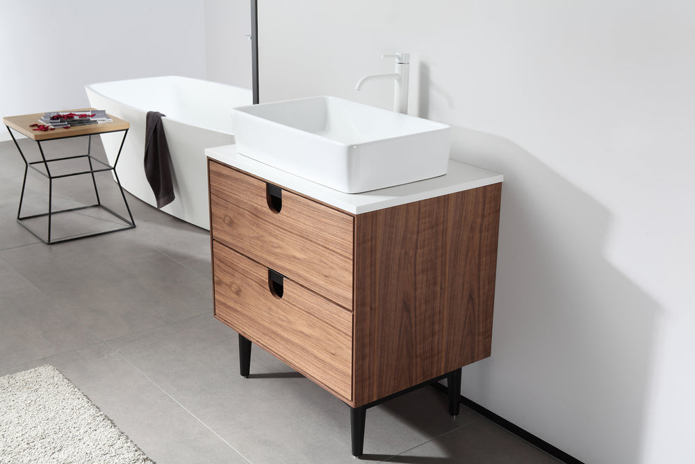 Portree 30 Walnut Mid Century Freestanding Bathroom Vanity Kartonrepublic