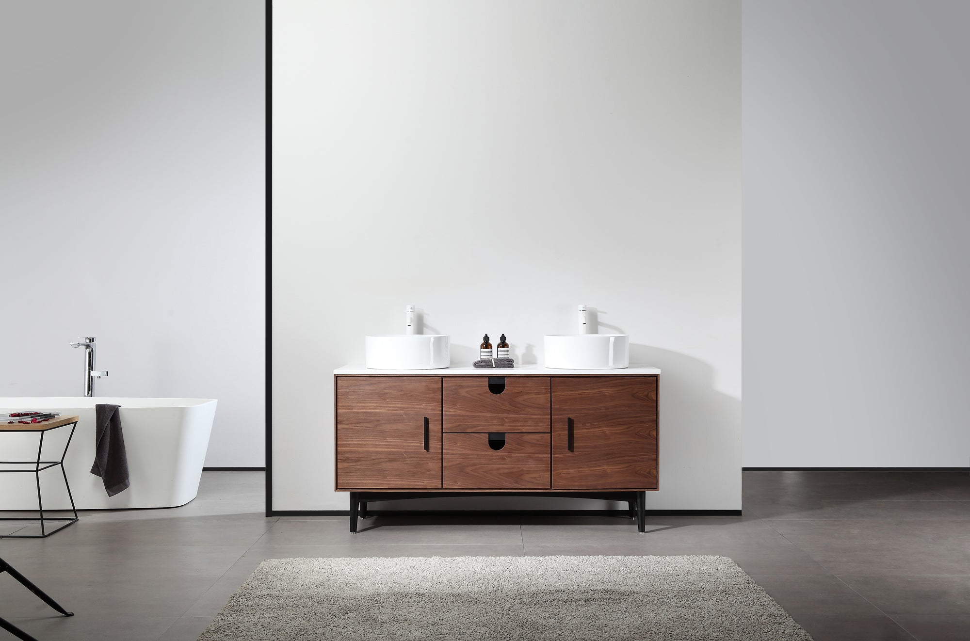 Walnut Bathroom Vanity 60 Inch