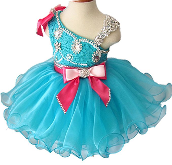 One Shoulder Little Girl/Baby Girl/Toddler Baby Doll Pageant Dress ...