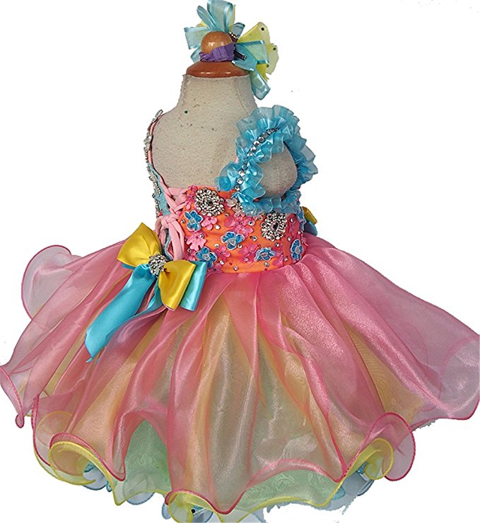 Romantic Toddler/Baby Miss/Infant Baby Doll Pageant Dress With Hair bo ...