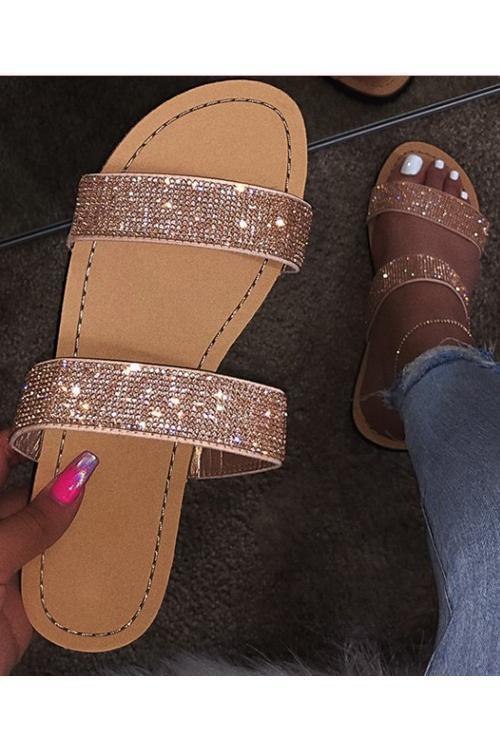 blinged out flat sandals