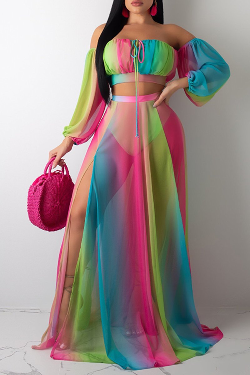 chiffon rainbow skirt