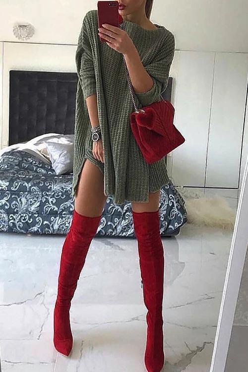 slit sweater dress