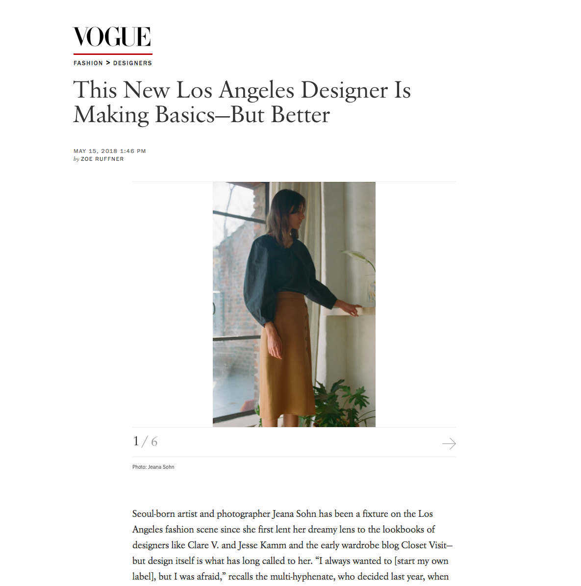 Vogue - This New Los Angeles Designer Is Making Basics - But Better