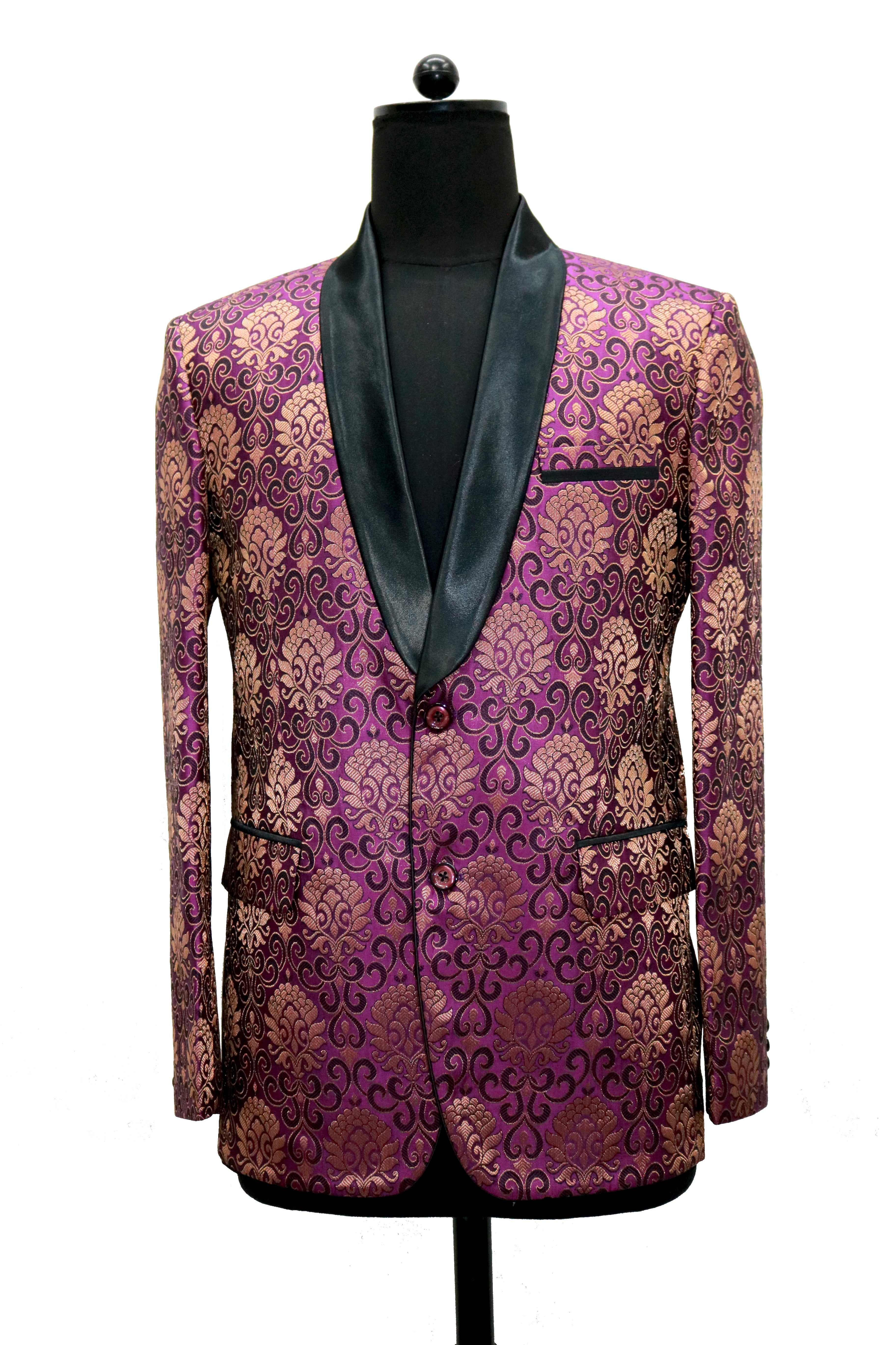 Unique Suit Jackets for Men | Purple & Gold Smoking Jacket | Freeborn ...