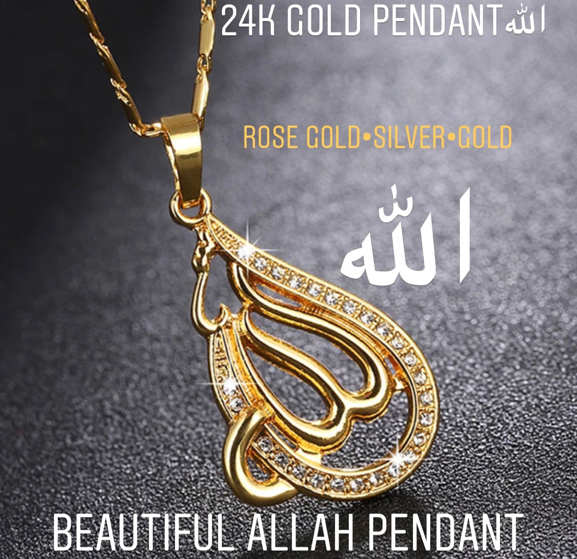 ALLAH PENDANT WITH CHAIN 24K PLATED GOLD – Laadli exclusive