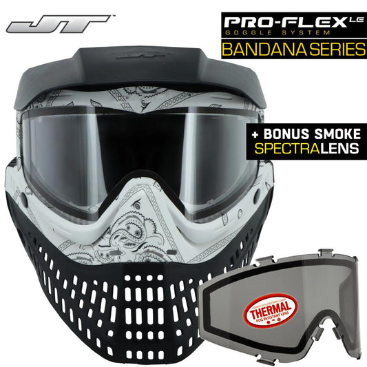 JT Proflex Thermal Anti-Fog Paintball Mask Goggles - LE Bandana White