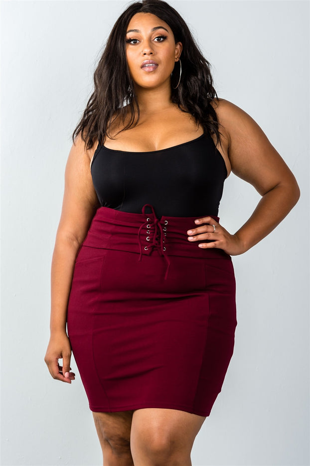 plus size lace up skirt