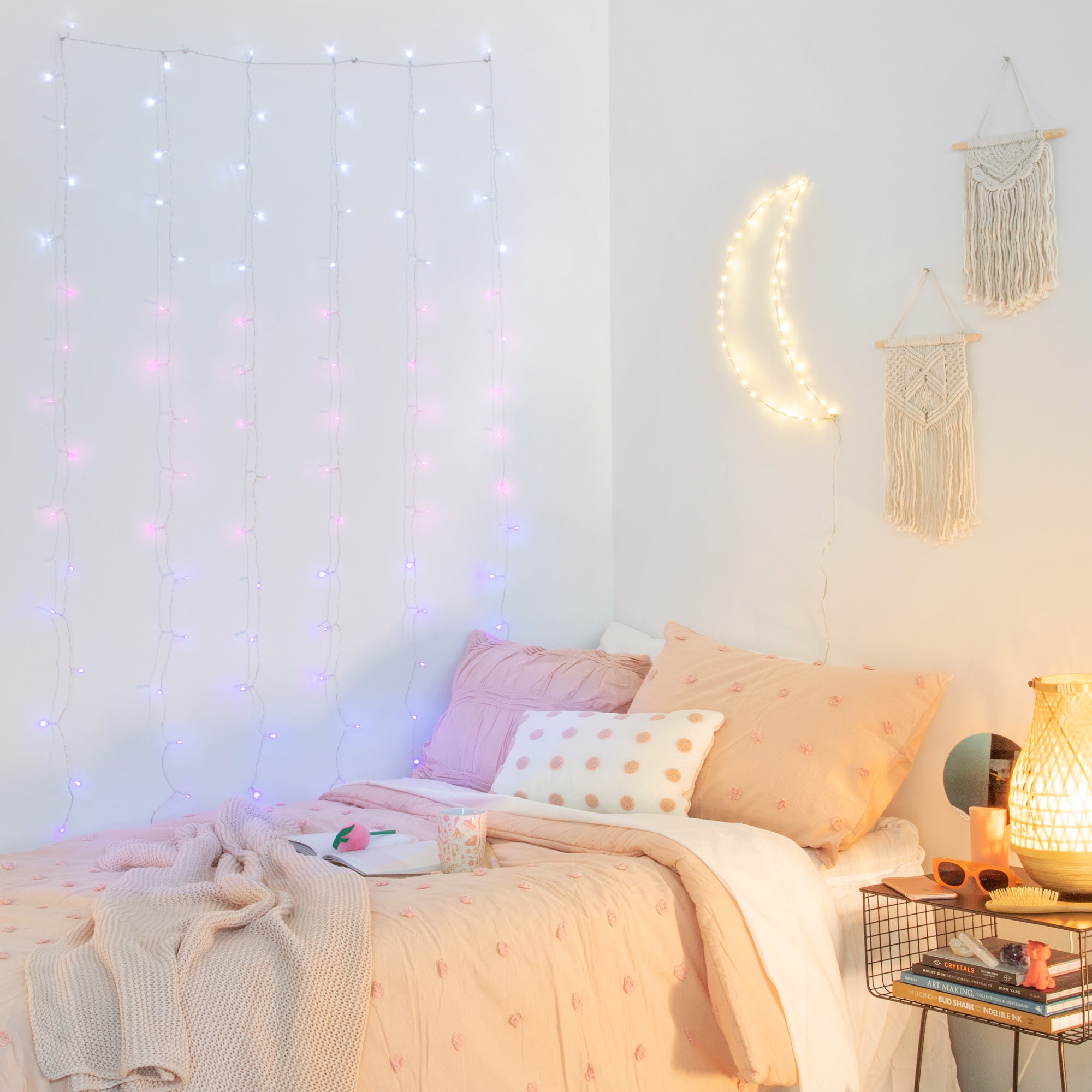 pink ombre curtain lights