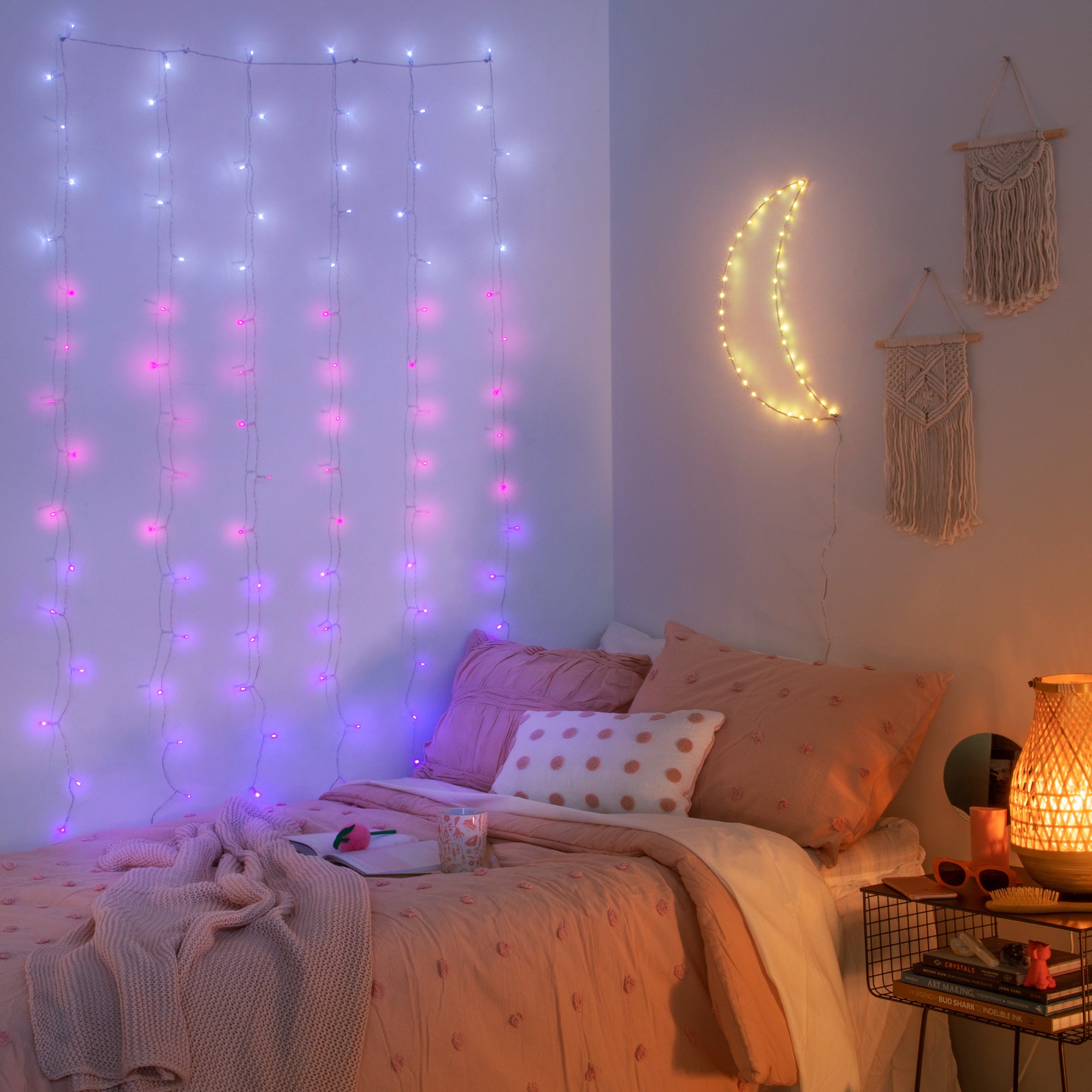 pink ombre curtain lights