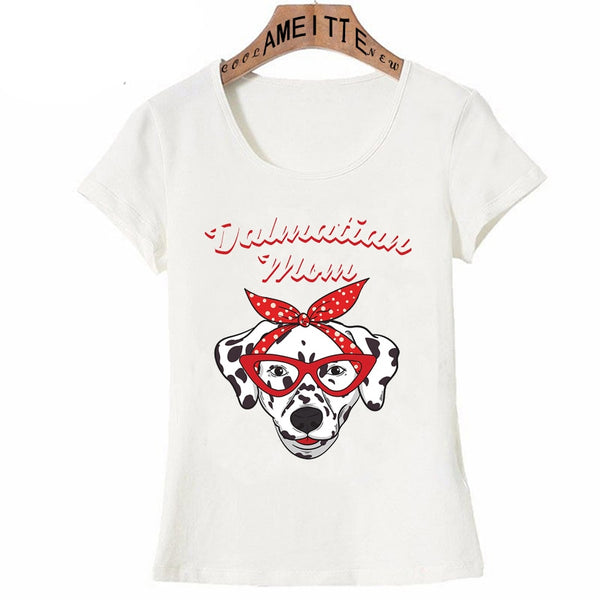 Lovely Dalmatian Dog Mom Print T-Shirt Hipster Woman Casual Tops Cute Girl White Tee shirt Fashion Women Short Sleeve - Ecart