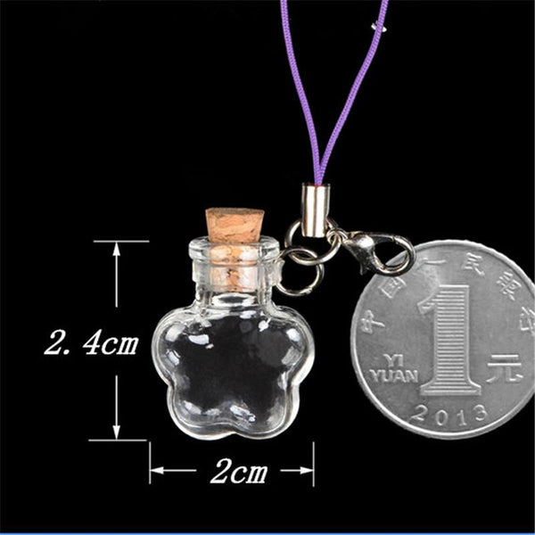 Wholesale Mini Glass Bottles Flower Key Pendants Bottles With Chains Lobster Clasp For Phone Bracelets Necklace 2016 New 10pcs - Ecart