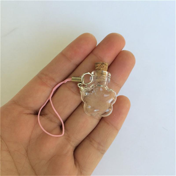 Wholesale Mini Glass Bottles Flower Key Pendants Bottles With Chains Lobster Clasp For Phone Bracelets Necklace 2016 New 10pcs - Ecart