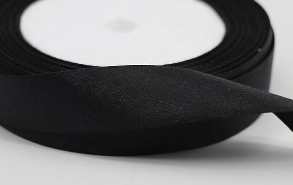 (25 Yards/roll) 6/10/15/20/25/40/50mm Black White Single Face Satin Ribbon DIY Gift Wrapping Christmas Ribbons - Ecart