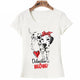 Lovely Dalmatian Dog Mom Print T-Shirt Hipster Woman Casual Tops Cute Girl White Tee shirt Fashion Women Short Sleeve