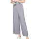 Women Elastic Waist High Waist Pleated Pants Nine Wide Leg Pants Big Swing Culottes - Ecart