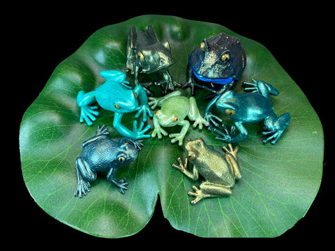 six frog models in shades of green - 1