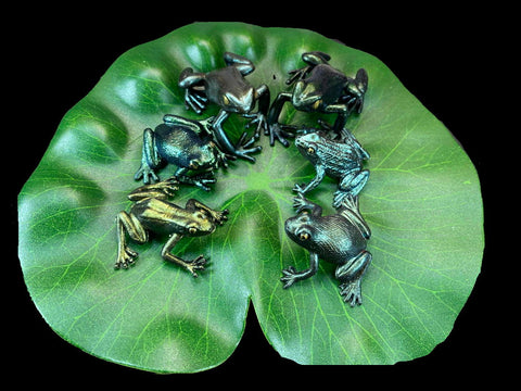 six frog models in shades of green - 2