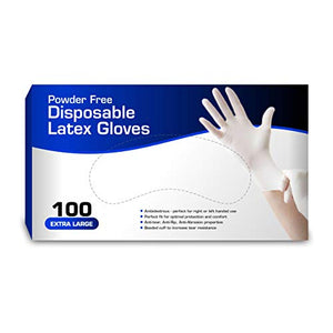 New Disposable Latex Gloves, Powder Free (100 Gloves Per Box) (Extra Large)