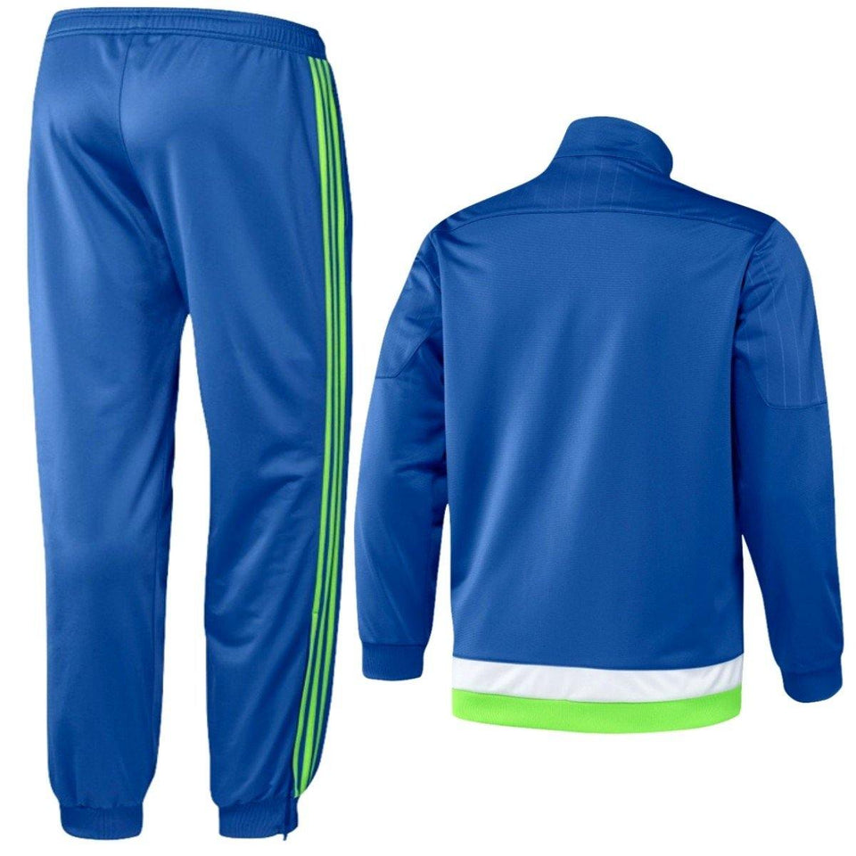 blue and green adidas tracksuit