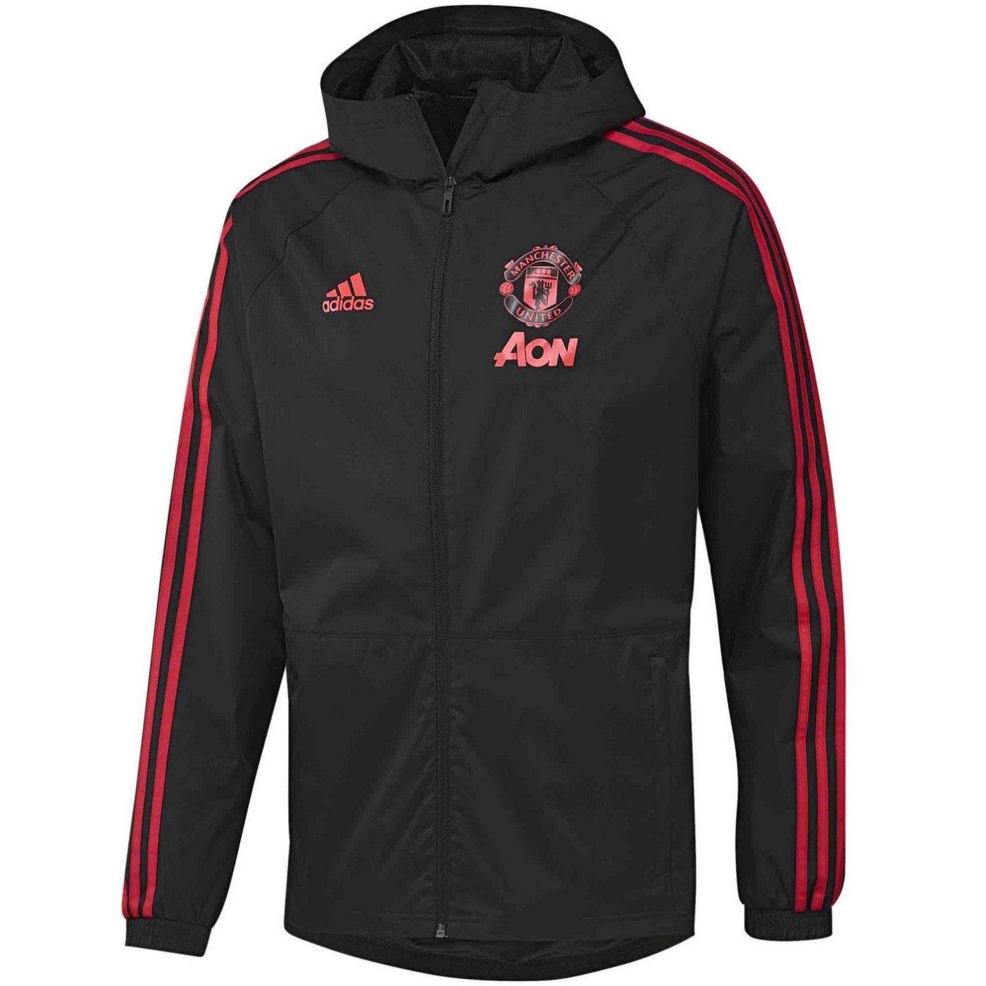 Manchester United soccer black training rain jacket 2018/19 - Adidas ...
