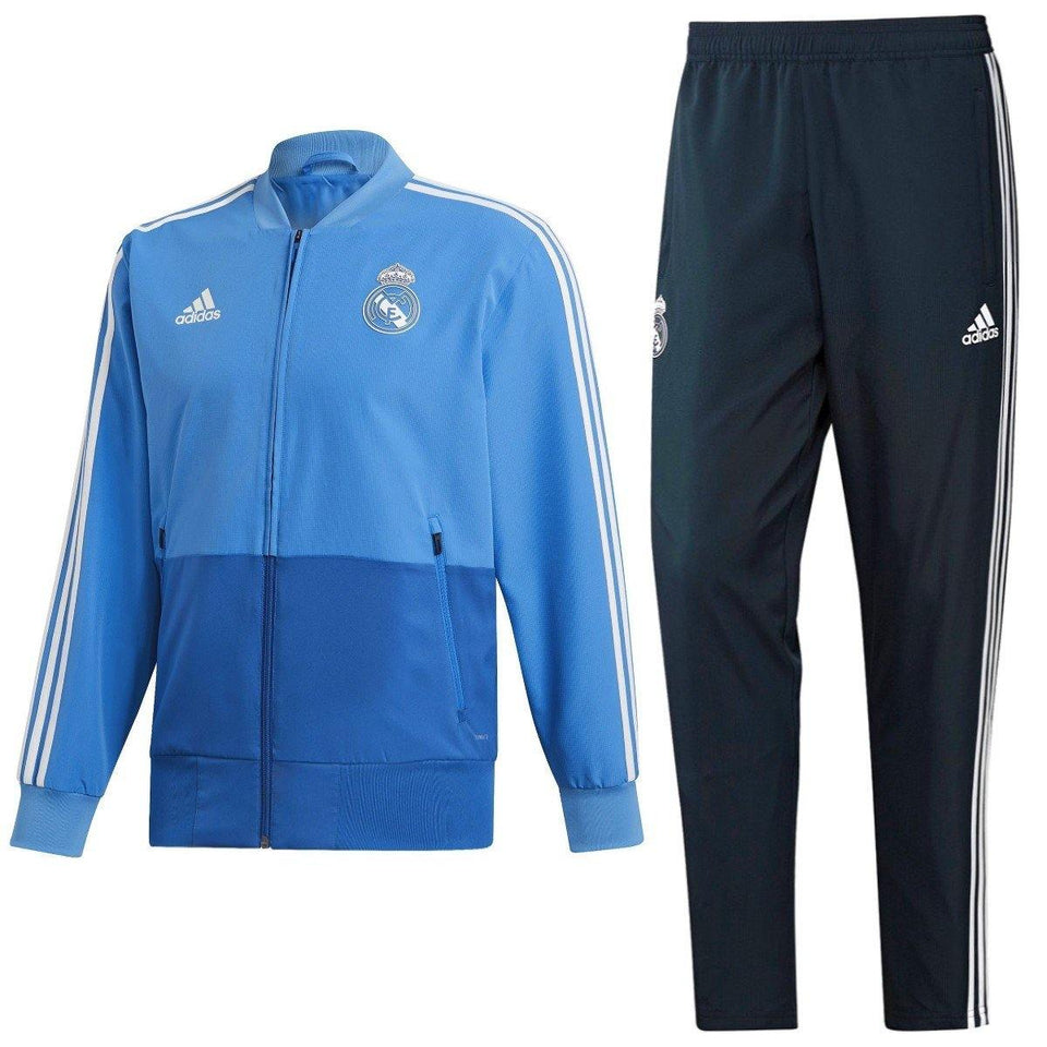 Shetland dichtheid Incarijk Real Madrid soccer presentation tracksuit light blue 2019 - Adidas –  SoccerTracksuits.com