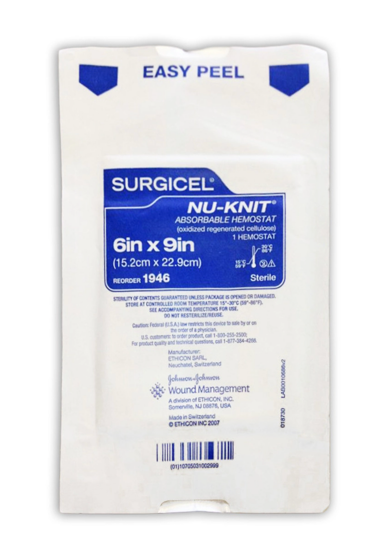 Surgicel® NuKnit® 6x9" Oxidized Absorbable Hemostat Dressing each