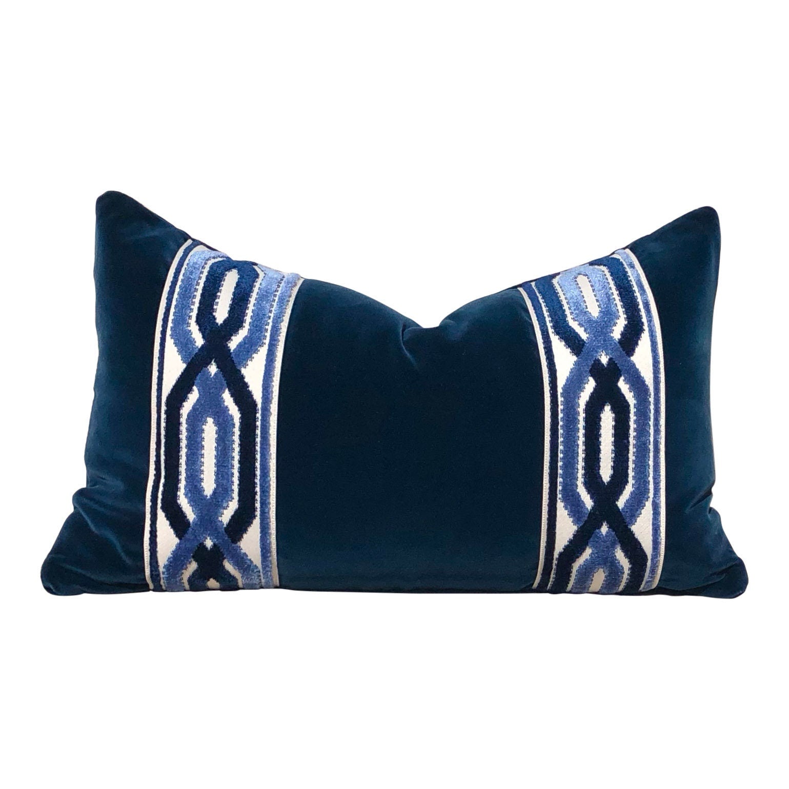  Velvet  Pillow  in Midnight with Woven Velvet  Trim  Lumabr 