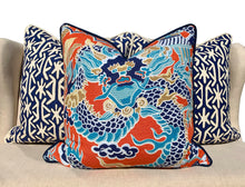 Load image into Gallery viewer, Thibaut Imperial Dragon Orange Pillow.  Chinoiserie Pillow // Long Lumbar Pillow // Pillow Cover 20x20