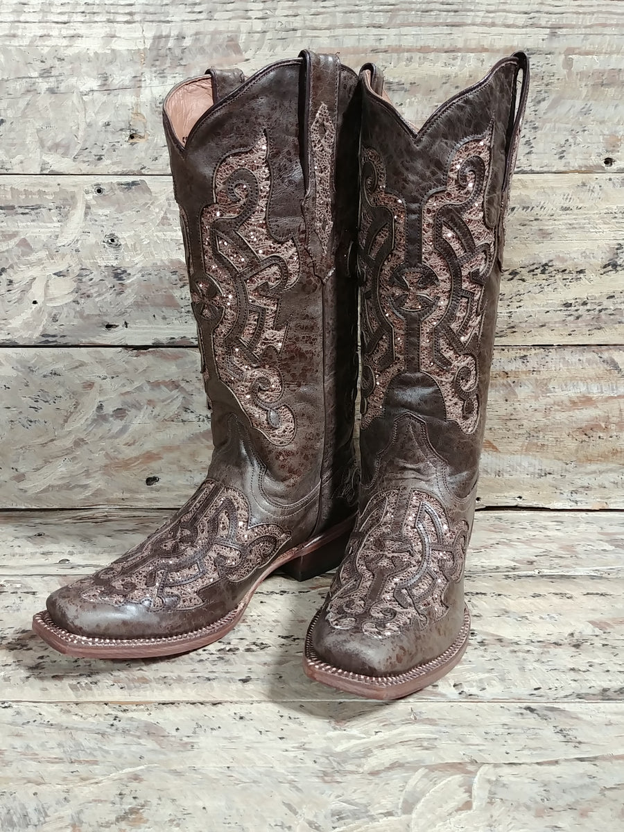 Ladies Brown Shimmer Boots – Mule Barn Boutique