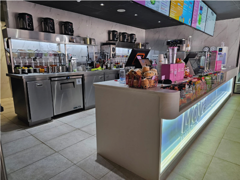 stainless steel tables and corian countertop