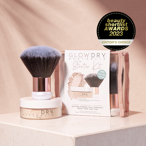 GlowDry australia fake tan drying powder - beauty shortlist awards 2023 editors choice