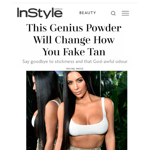 Kim kardashian glowdry fake tan drying powder intyle magazine feature 
