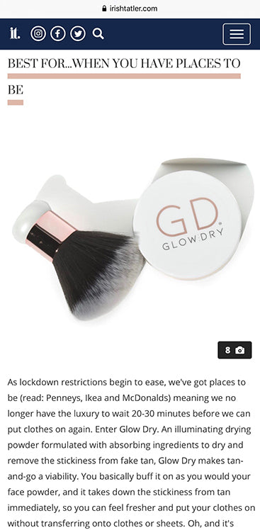 GlowDry Australia Starter Kit featured in Irish Tatler Online Magazine - June/August 2020