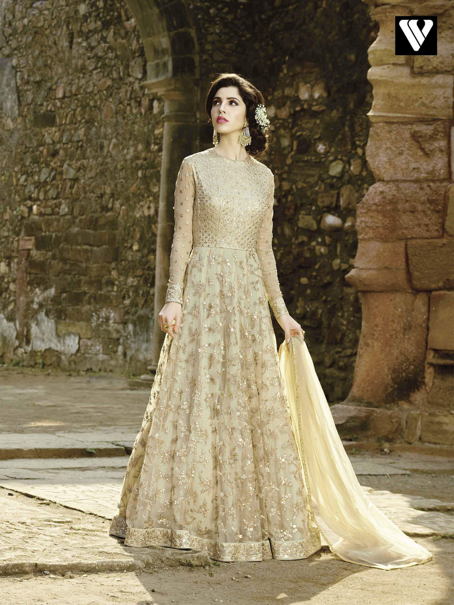 golden colour party wear dress