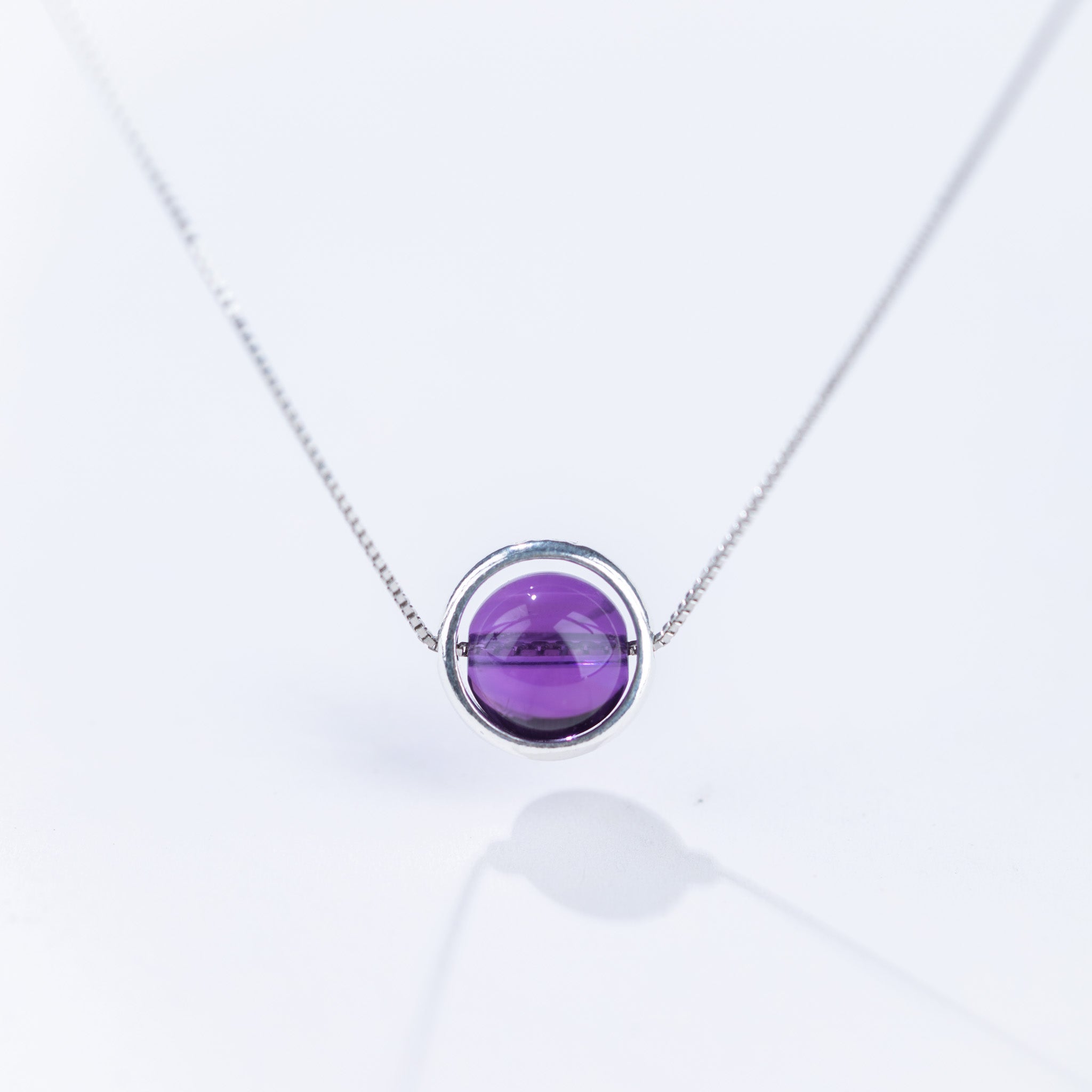紫水晶925純銀項鍊|二月誕生石
