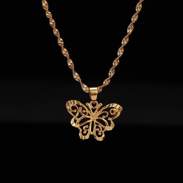 24k Yellow Gold Butterfly Pendant Necklace For Women Perfect For Weddings,  Birthdays, And Engagements Butterfly Necklace Fine Jewelry Gift From  Xiaomujin, $10.6 | DHgate.Com
