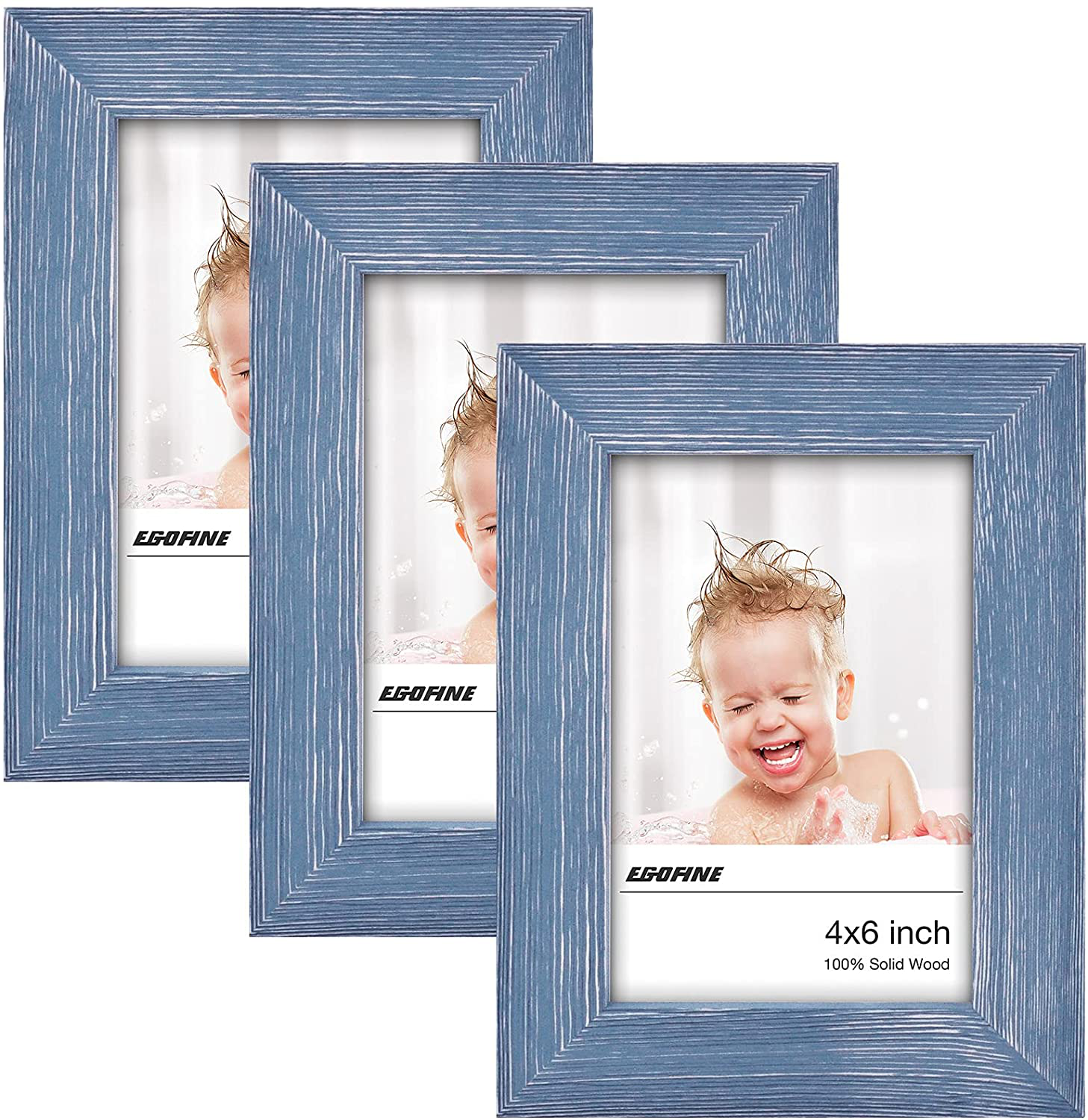 5x7 Solid Wood Distressed Rustic Picture Frames, Set of 3 - Gearonic