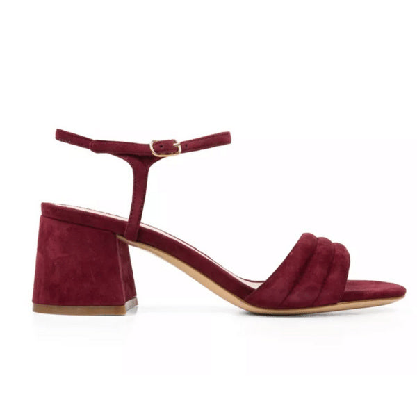 The Nowhere Nation 'peony' heel in burgundy suede by Mi/Mai