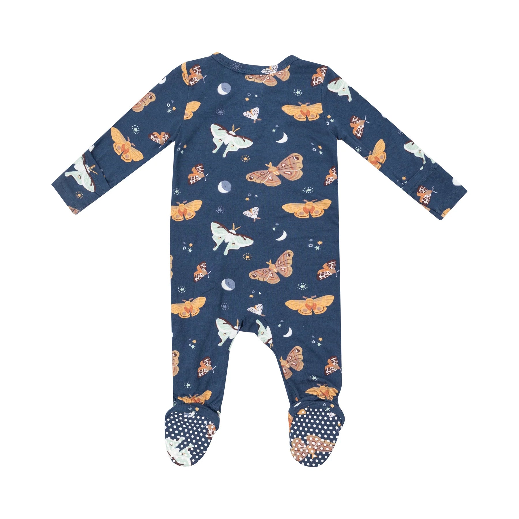 2 Way Zipper Footie - Moths, newborn